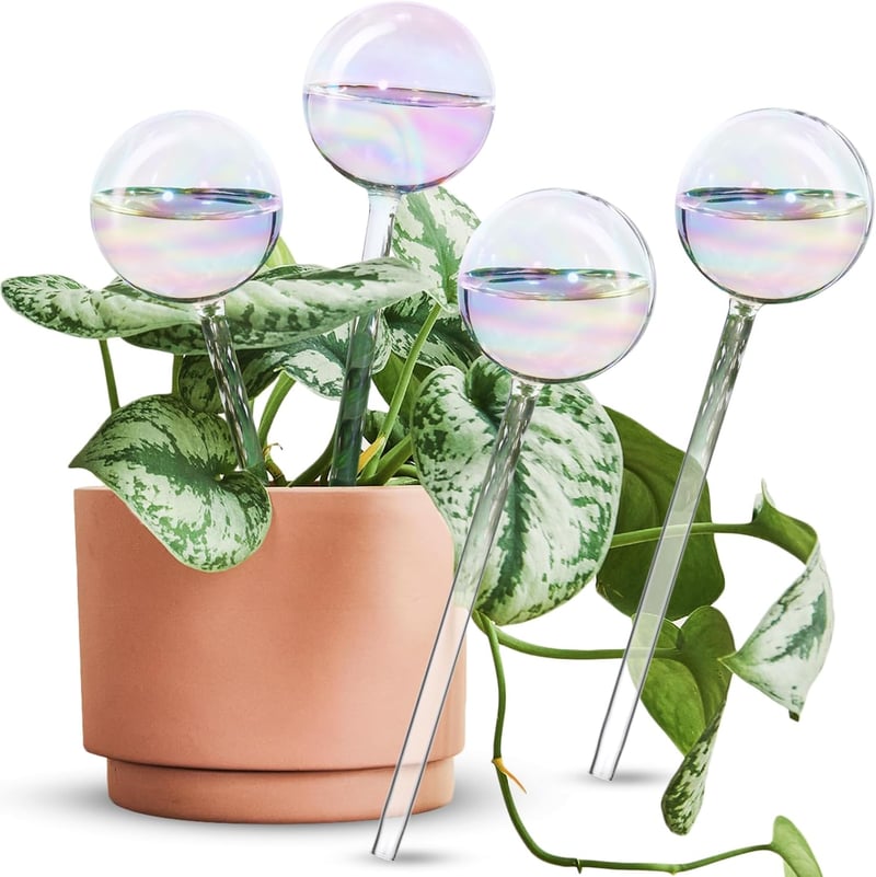 Tomorotec 4 db Öntöző Gömb Szivárványos Színátmenet Üveg Automatikus Növény Öntözőrendszer - Iridescent 4 Pack