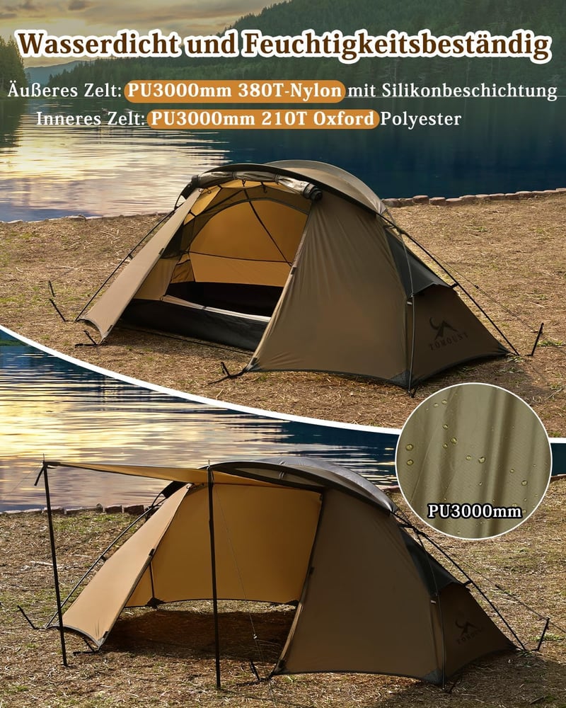 TOMOUNT 1 személyes ultralight sátor 4 évszakos vízálló kupola kemping sátor