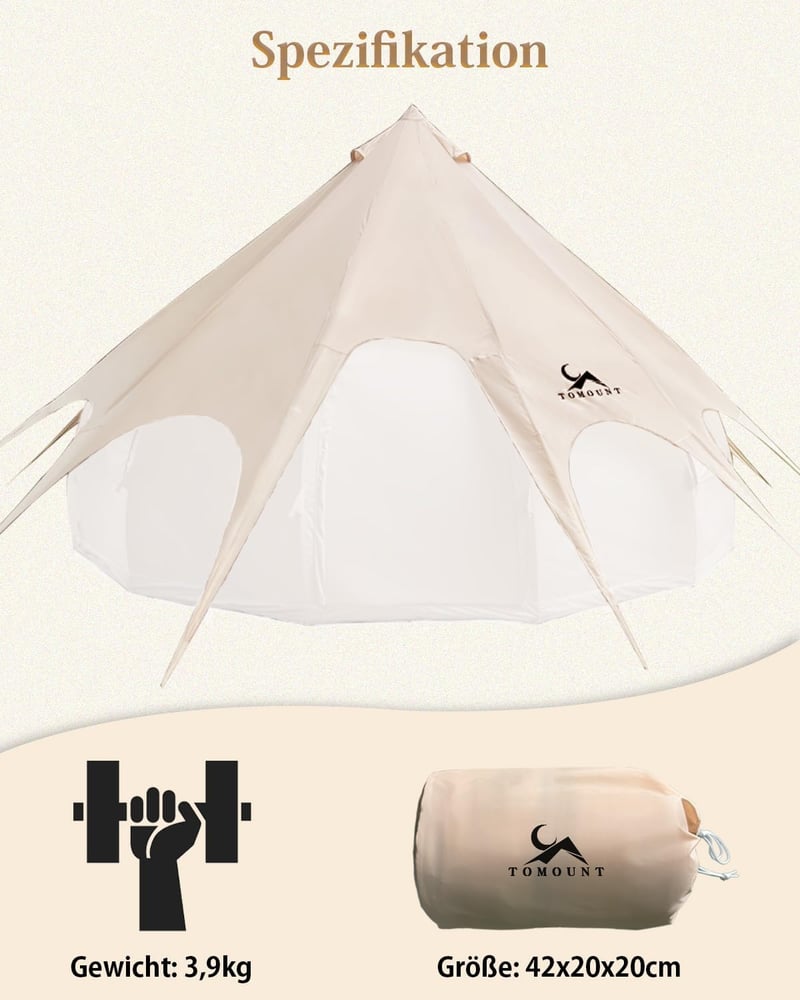 TOMOUNT 8 személyes tipi sátor vászon glamping családi kemping jurtazelt - Tarpaulin cover