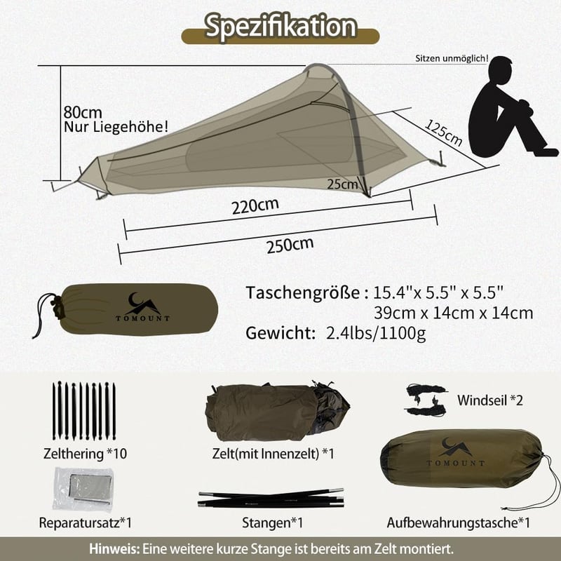 TOMOUNT Ultralight 1 személyes vízálló bivy sátor trekking kempingezéshez