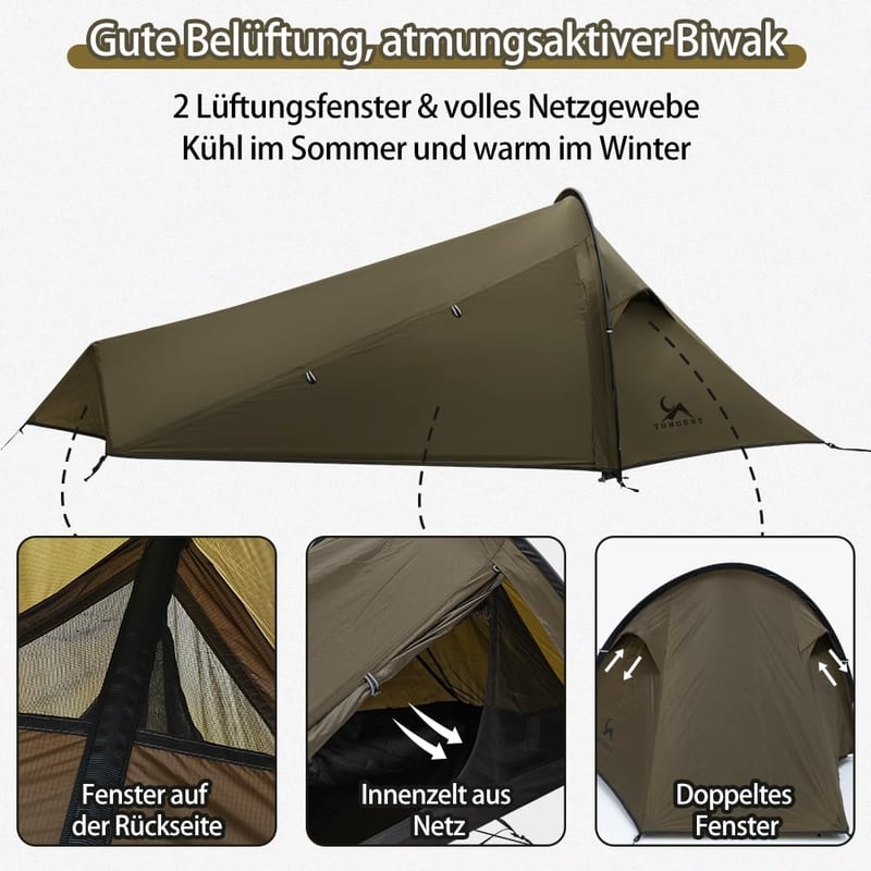 TOMOUNT Ultralight 1 személyes vízálló bivy sátor trekking kempingezéshez