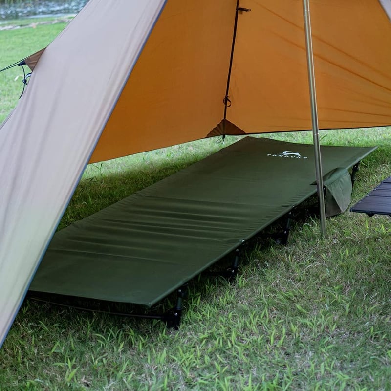 TOMOUNT ultralight alumínium kemping ágy, összecsukható hordozható kempingágy zöld - Green