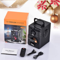 TOMPROAD Bluetooth reproduktor so subwooferom, prenosný bezdrôtový stereo párty reproduktor s FM rádiom, diaľkovým ovládaním a LED svetlom, čierny 7