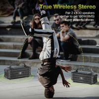 Prenosný Bluetooth reproduktor TOMPROAD 120W špičkový výkon (80W RMS), párovanie TWS, hlboké basy, Hi-Fi, vodoodolnosť IPX6, DSP boombox na vonkajšie použitie, čierny 4
