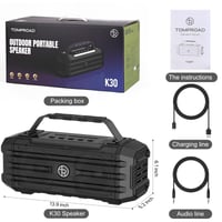 Prenosný Bluetooth reproduktor TOMPROAD 120W špičkový výkon (80W RMS), párovanie TWS, hlboké basy, Hi-Fi, vodoodolnosť IPX6, DSP boombox na vonkajšie použitie, čierny 7