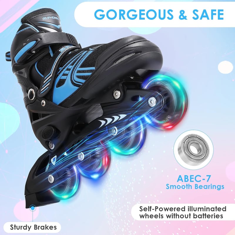 TOMSHOO Inline Roller Skates LED Kerekekkel, Állítható Méret, Gyerekek és Felnőttek