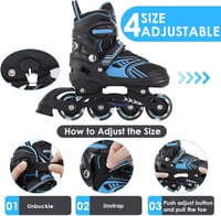 TOMSHOO Inline Roller Skates LED Kerekekkel, Állítható Méret, Gyerekek és Felnőttek 3