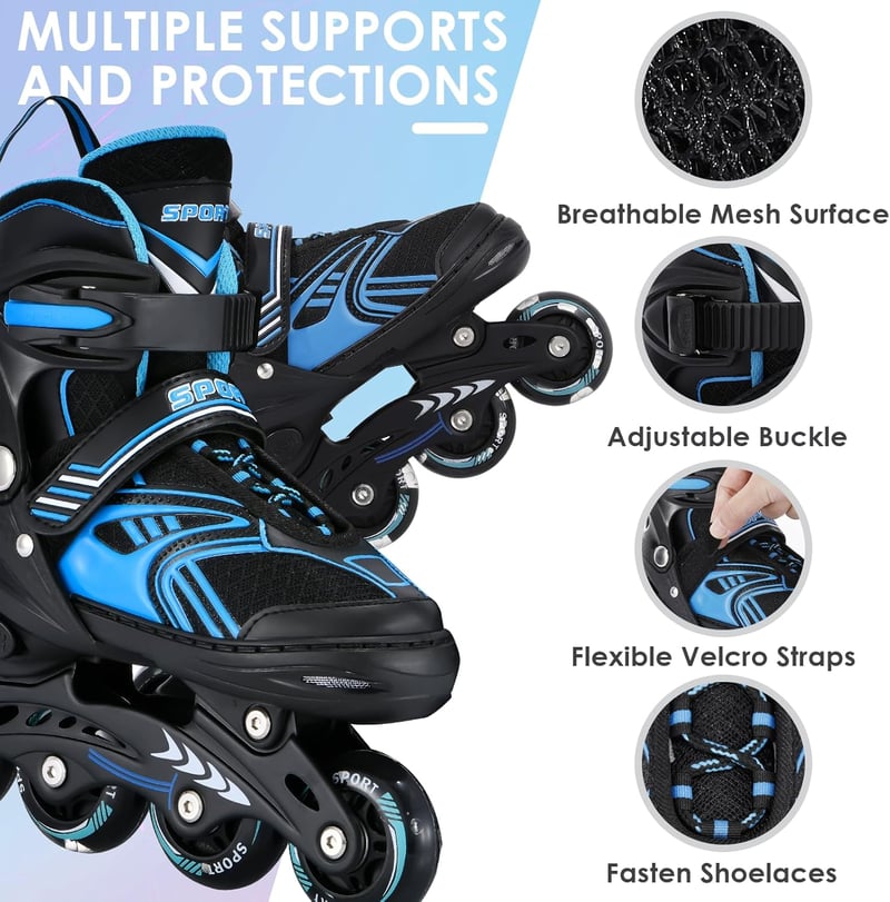TOMSHOO Inline Roller Skates LED Kerekekkel, Állítható Méret, Gyerekek és Felnőttek