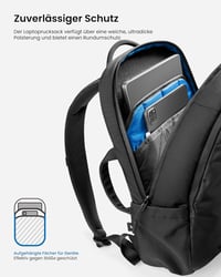 tomtoc 15,6" Laptop Hátizsák 20L Fekete Munka Napi Használat 3