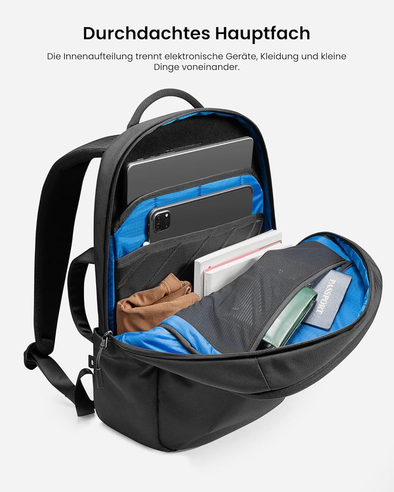 tomtoc 15,6" Laptop Hátizsák 20L Fekete Munka Napi Használat