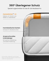 tomtoc 360 fok laptop táska tok 16 hüvelykes MacBook Pro, ASUS Vivobook 16 tartozék zsebbel sötétszürke 5