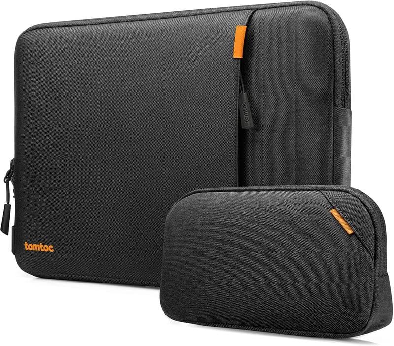tomtoc 360 fok laptop táska tok 16 hüvelykes MacBook Pro, ASUS Vivobook 16 tartozék zsebbel sötétszürke
