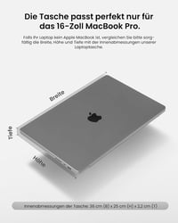 tomtoc 360 fok laptop táska tok 16 hüvelykes MacBook Pro, ASUS Vivobook 16 tartozék zsebbel sötétszürke 9