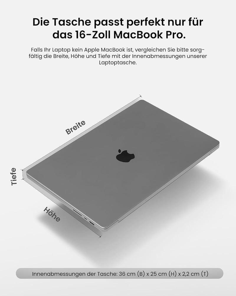 tomtoc 360 fok laptop táska tok 16 hüvelykes MacBook Pro, ASUS Vivobook 16 tartozék zsebbel sötétszürke