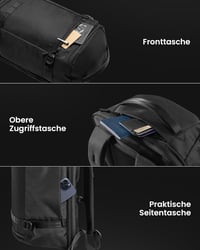 tomtoc 38L utazási hátizsák TSA zárral, 15,6-17,3" laptop, fedélzeti poggyász 6