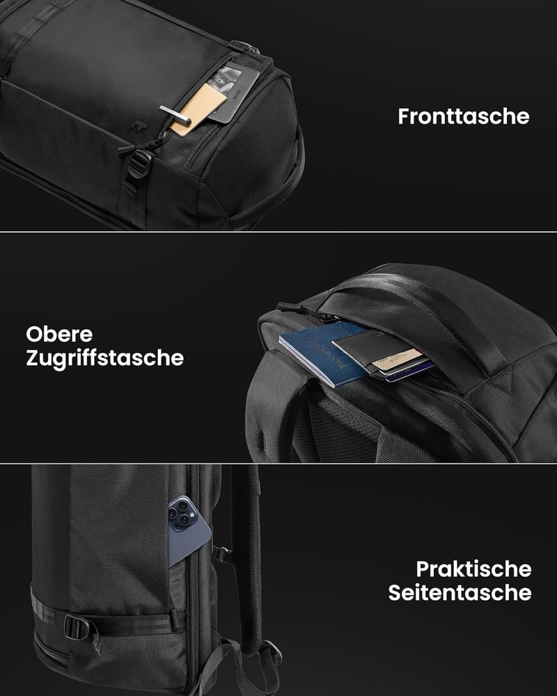 tomtoc 38L utazási hátizsák TSA zárral, 15,6-17,3" laptop, fedélzeti poggyász