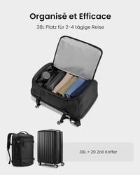 tomtoc 38L utazási hátizsák TSA zárral, 15,6-17,3" laptop, fedélzeti poggyász 2