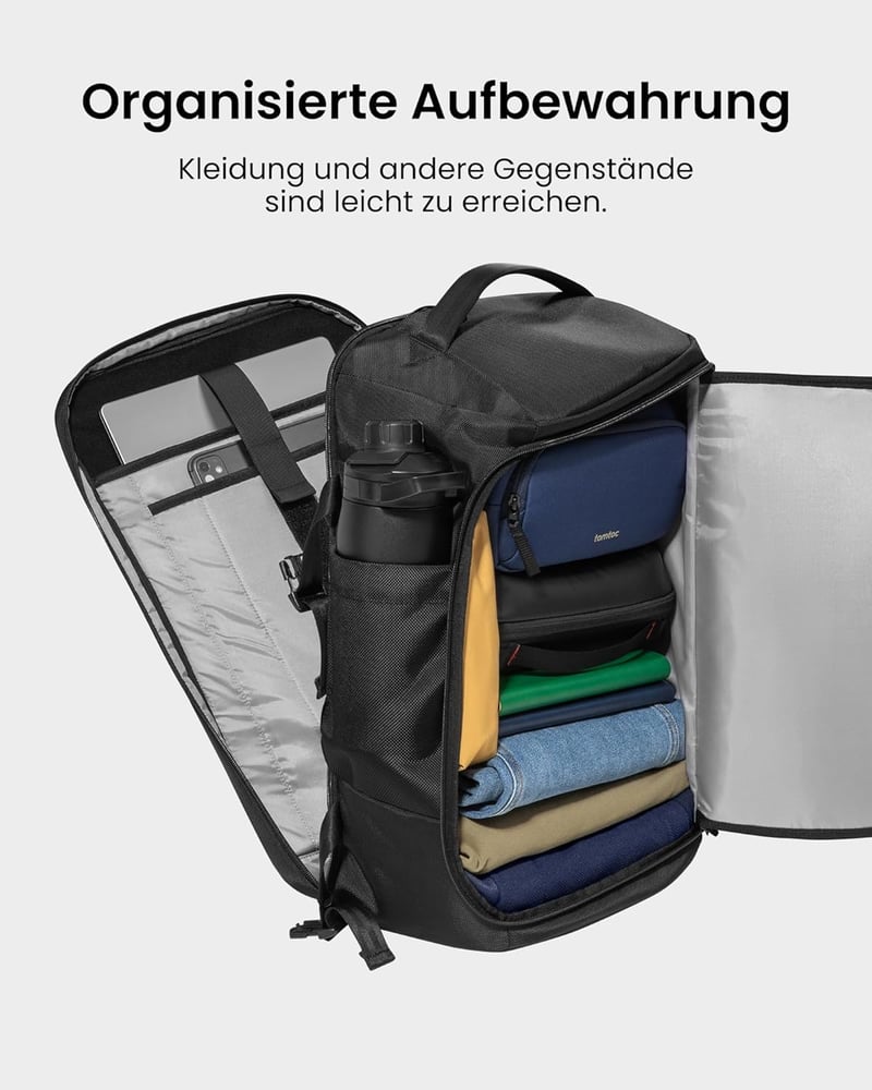 tomtoc 38L utazási hátizsák TSA zárral, 15,6-17,3" laptop, fedélzeti poggyász