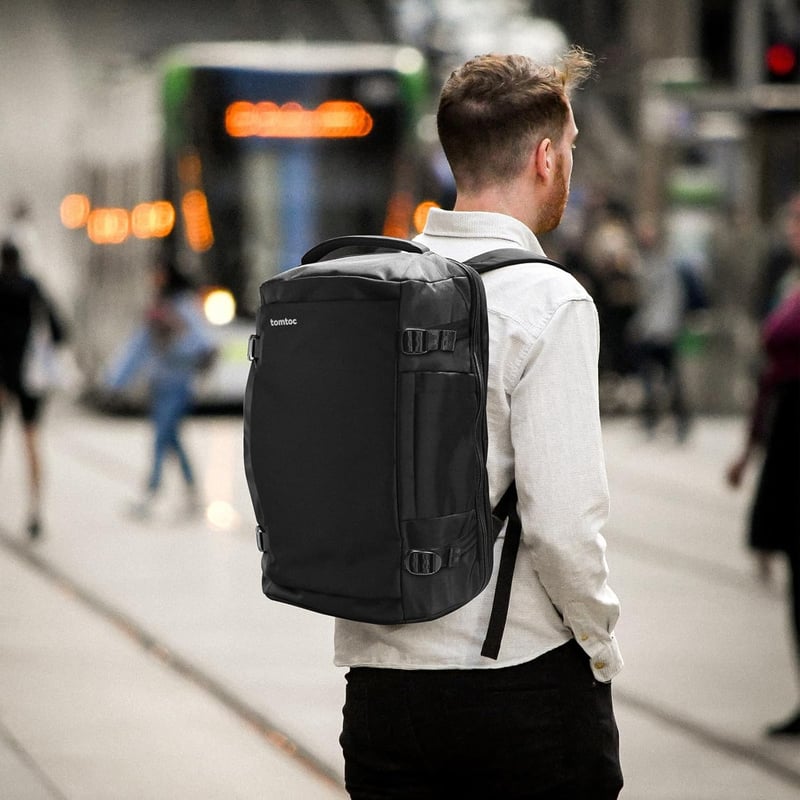 tomtoc 40L Utazó Hátizsák TSA Barát Kézipoggyász 15.6-17 Colos Laptophoz, Repülőgépre Vihető Vízlepergető Táska Hétvégi Utazásokhoz