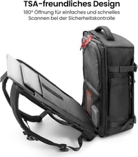 tomtoc 40L Utazó Hátizsák TSA Barát Kézipoggyász 15.6-17 Colos Laptophoz, Repülőgépre Vihető Vízlepergető Táska Hétvégi Utazásokhoz 3