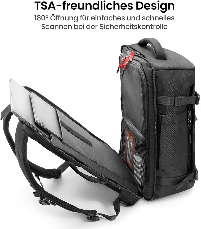 tomtoc 40L Utazó Hátizsák TSA Barát Kézipoggyász 15.6-17 Colos Laptophoz, Repülőgépre Vihető Vízlepergető Táska Hétvégi Utazásokhoz