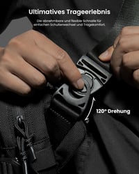 tomtoc 5,5 l crossbody taška pre mužov, ramenná taška z Cordura nylonu, kompatibilná s iPad Mini, ROG Ally X, Steam Deck, vodoodolná, čierna 6