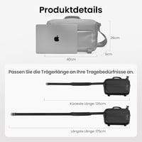 tomtoc Férfi Válltáska 13-14" Laptop MacBook Air M5/M4 Pro Max Fekete 6
