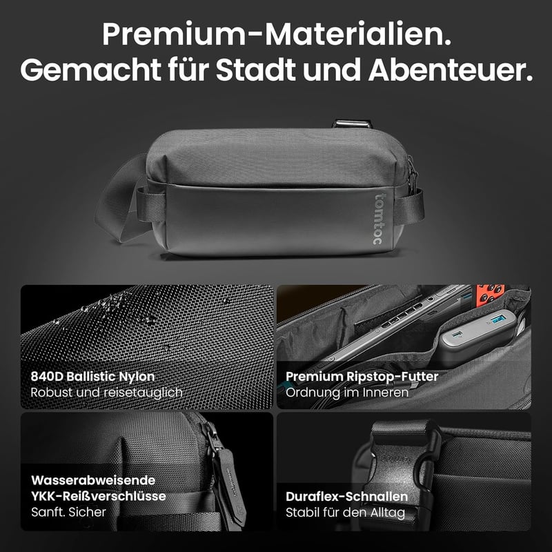 tomtoc Premium 3L Sling Bag férfi válltáska iPad mini 7 és Switch 2 kompatibilis