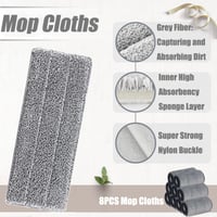 Náhradné návleky na mop Tomuvpzn z mikrovlákna 8 ks, prateľné absorpčné návleky na mop, vhodné na väčšinu typov podláh, možno prať v práčke 2