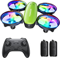 Tomzon A23 Mini Drón Gyerekeknek LED Világítással - RC Quadcopter Magasságtartással, 3D Flip, 5 Fénymód, 2 Akkumulátor, Kezdőknek, Zöld 1