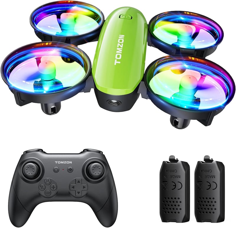 Tomzon A23 Mini Drón Gyerekeknek LED Világítással - RC Quadcopter Magasságtartással, 3D Flip, 5 Fénymód, 2 Akkumulátor, Kezdőknek, Zöld