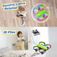 Tomzon A23 Mini Drón Gyerekeknek LED Világítással - RC Quadcopter Magasságtartással, 3D Flip, 5 Fénymód, 2 Akkumulátor, Kezdőknek, Zöld 3