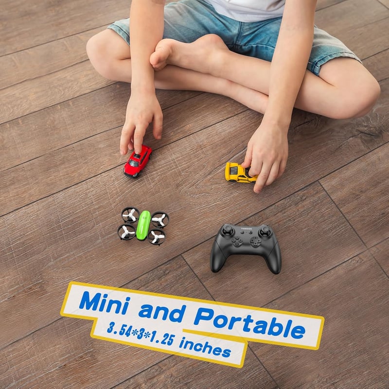 Tomzon A23 Mini Drón Gyerekeknek LED Világítással - RC Quadcopter Magasságtartással, 3D Flip, 5 Fénymód, 2 Akkumulátor, Kezdőknek, Zöld