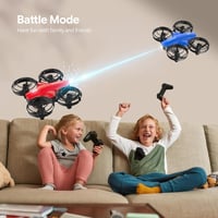 TOMZON A24 Mini Drón Gyerekeknek - 2 db Csata Módú RC Quadkopter Kezdőknek, 4 Akkumulátor, 360° Propellervédelem, 3D Flip, Kék és Piros 2