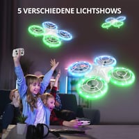 TOMZON Mini Drón Gyerekeknek - Kék-Zöld LED Világítás, 2 Akkumulátor, Fejnélküli Mód, 3D Flip, Körrepülés Funkció, Kezdő Pilótáknak 2