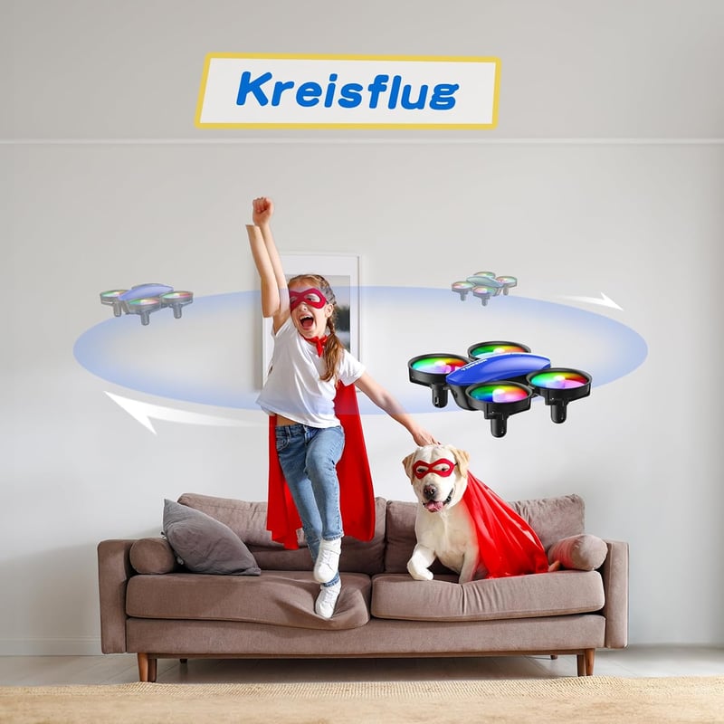 Tomzon Mini Drón Gyerekeknek - LED Világítással, 18 Perc Repülési Idővel, Távirányítós Helikopter, Propellervédelemmel, 3D Flip és Körkörös 