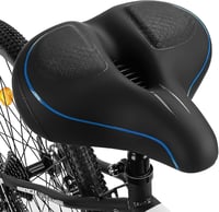 TONBUX extra nagy kerékpárnyereg vízálló, légáteresztő, ergonomikus, MTB Citybike országúti és e-bike kerékpárhoz, fekete kék peremmel 1