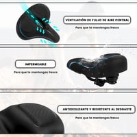 TONBUX extra nagy kerékpárnyereg vízálló, légáteresztő, ergonomikus, MTB Citybike országúti és e-bike kerékpárhoz, fekete kék peremmel 3
