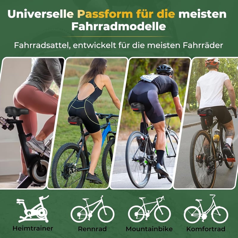 TONBUX Kerékpár Nyereg Gél Párnázással - Vízálló, Légáteresztő Unisex Bicikli Ülés Fényvisszaverővel - Országúti, Városi és MTB Kerékpárokho