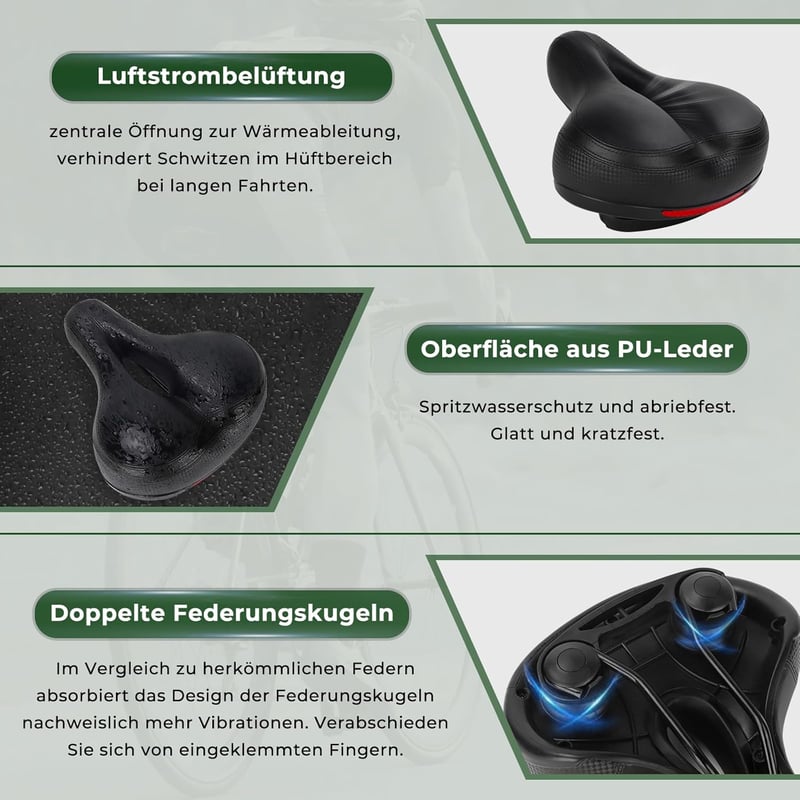 TONBUX Kerékpár Nyereg Gél Párnázással - Vízálló, Légáteresztő Unisex Bicikli Ülés Fényvisszaverővel - Országúti, Városi és MTB Kerékpárokho