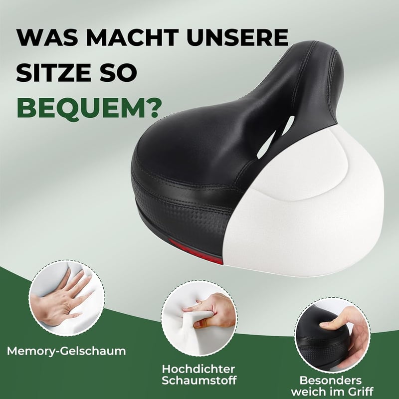 TONBUX Kerékpár Nyereg Gél Párnázással - Vízálló, Légáteresztő Unisex Bicikli Ülés Fényvisszaverővel - Országúti, Városi és MTB Kerékpárokho