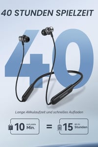 Căști Bluetooth 5.3 TONEMAC N8A cu bandă pentru gât și microfon, anulare a zgomotului ENC, 40 de ore de redare, pentru antrenament și alergare 2