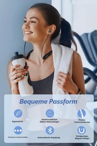 Căști Bluetooth 5.3 TONEMAC N8A cu bandă pentru gât și microfon, anulare a zgomotului ENC, 40 de ore de redare, pentru antrenament și alergare 5
