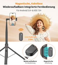 TONEOF 168 cm Automata Selfie Stick Tripod Mágneses Távirányítóval iPhone/Android 5