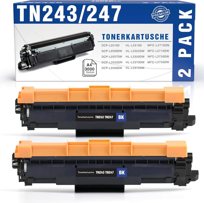 TONER EXPERTE TN-247/TN-243 Kompatibilis Fekete Toner Brother Nyomtatókhoz - Nagy Kapacitású 3000 Oldal, HL-L3210CW, HL-L3270CDW, MFC Soroza