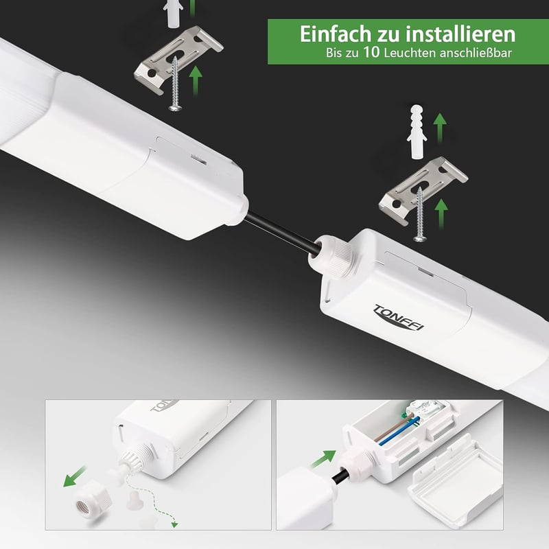 TONFFI LED Fürdőszobai Lámpa 115cm 36W IP65 Vízálló Semleges Fehér 4000K