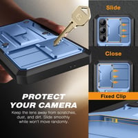 Husă Tongate pentru Samsung Galaxy S24 cu protecție pentru cameră, clips de curea și suport, protecție completă rezistentă la șocuri de nivel militar, albastru 2