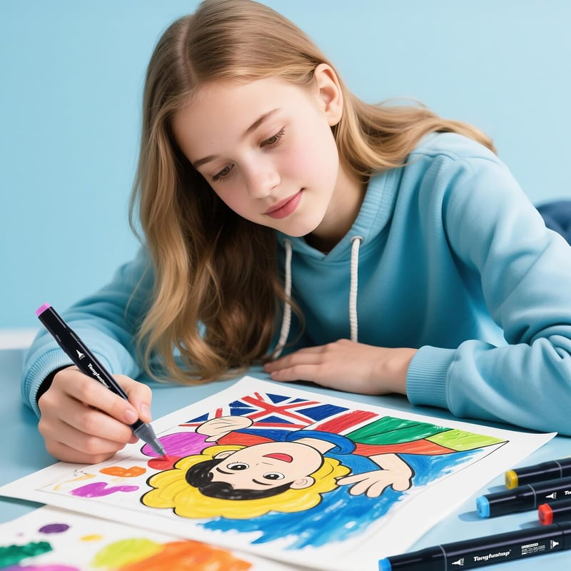 Tongfushop 80 Színű Alkoholos Marker Szett Vékony és Vastag Hegyekkel Gyors Szárítással