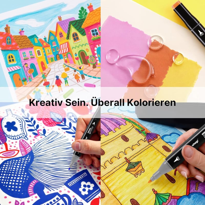 Tongfushop 80 Színű Alkoholos Marker Szett Vékony és Vastag Hegyekkel Gyors Szárítással