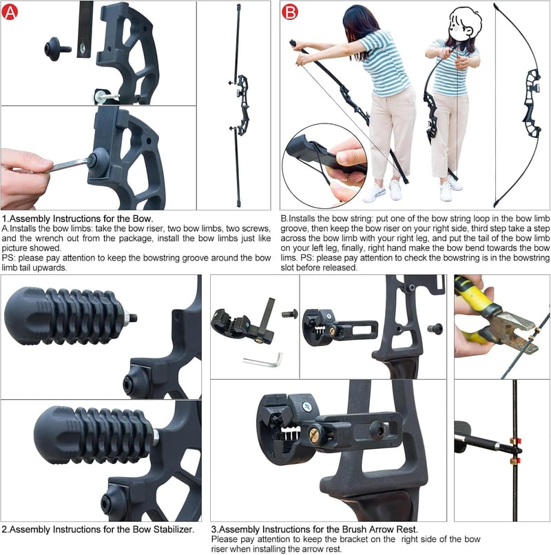 Tongtu Recurve Íj 30-40 lb Nyílakkal Kezdőknek és Felnőtteknek